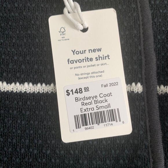 Marine Layer Birdseye Coat Real Black White Womens Extra Small XS Stripe - Picture 4 of 8